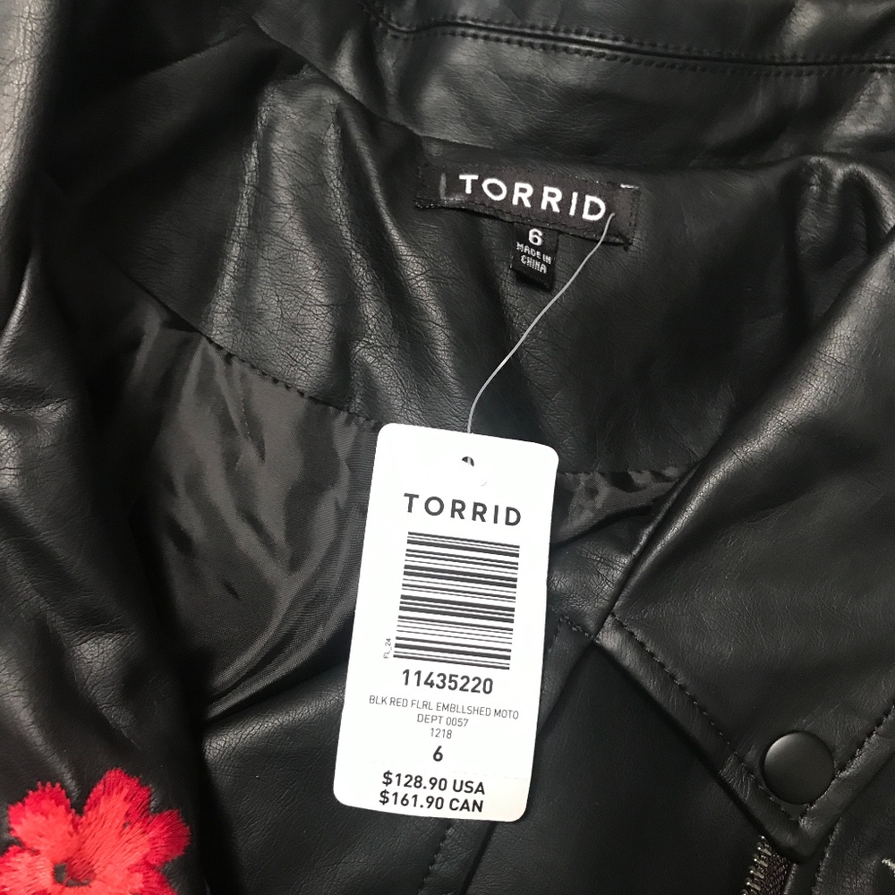 Torrid NWT faux leather floral embroidered moto - Picture 4 of 7